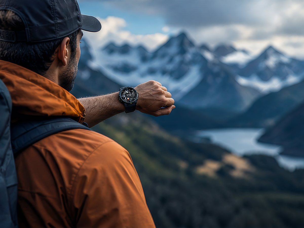 Athlete checking a SPORTWRISTX watch during a training break