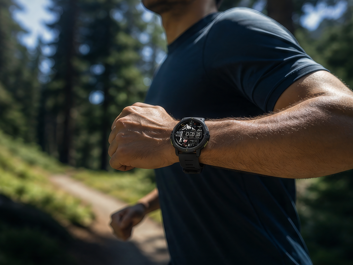 Runner wearing a SPORTWRISTX watch outdoors