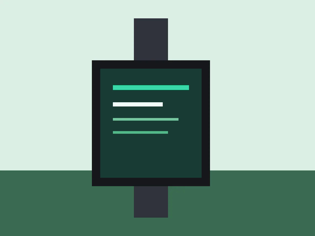 Stylized sport watch with green wellness data blocks